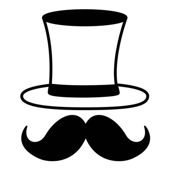 Hipster Schnurrbart mit Hut elegant — Stockvektor