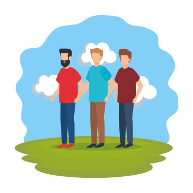 parkta erkek karakter grubu