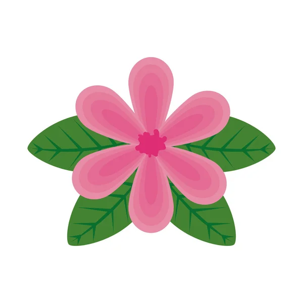 Flor con icono de hojas — Vector de stock