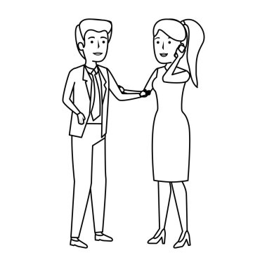 iş çift smartphone avatarlar karakter ile