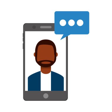 adam ve konuşma balonu ile akıllı telefon