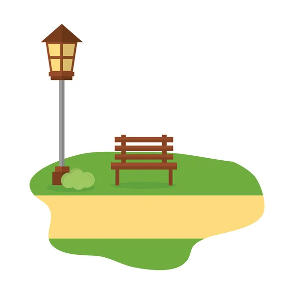 Krzesło Park z lampką na białym tle ikona — Wektor stockowy