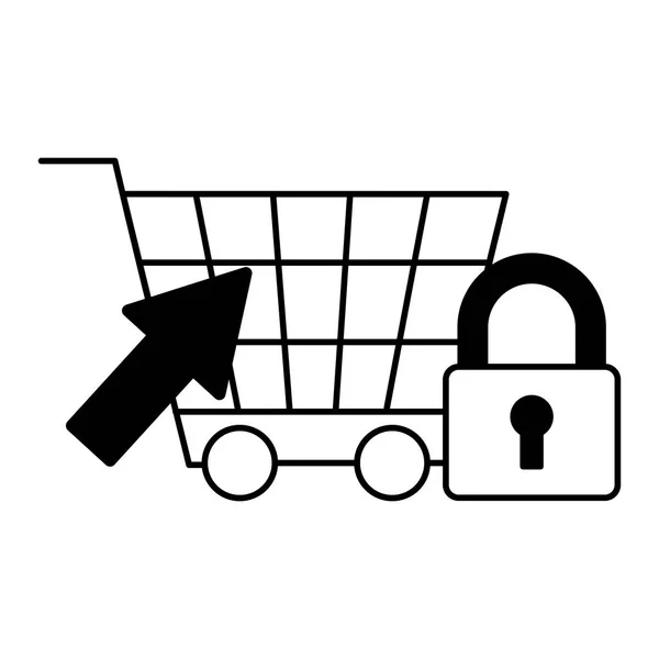 Carrinho de compras online clique em segurança — Vetor de Stock