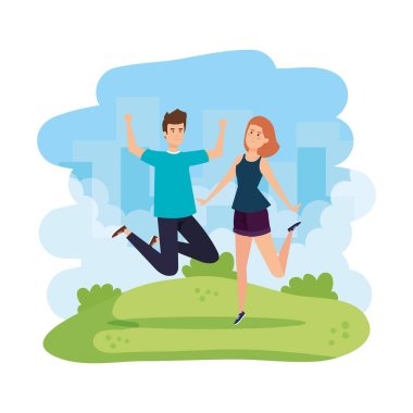 Genç çift parkta kutluyor