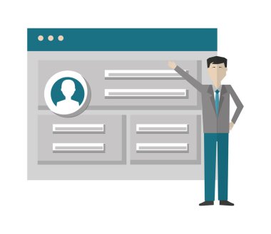 web sayfası izole simgesi ile işadamı