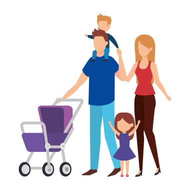 Ebeveynler sepeti bebek karakterlerle çift