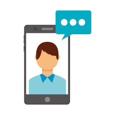 adam ve konuşma balonu ile akıllı telefon