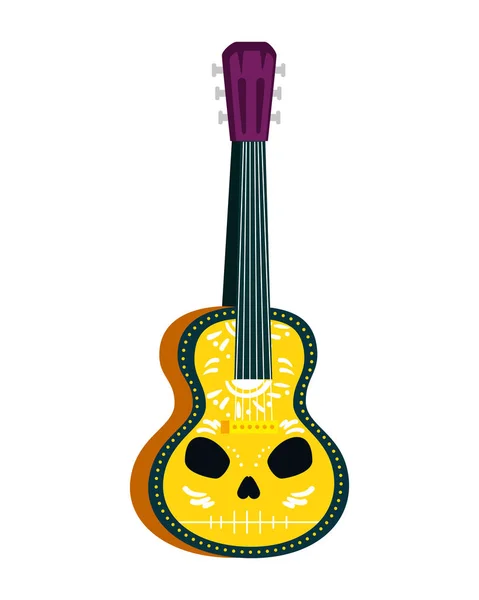Acoustic mexican guitar with skull paint — Διανυσματικό Αρχείο