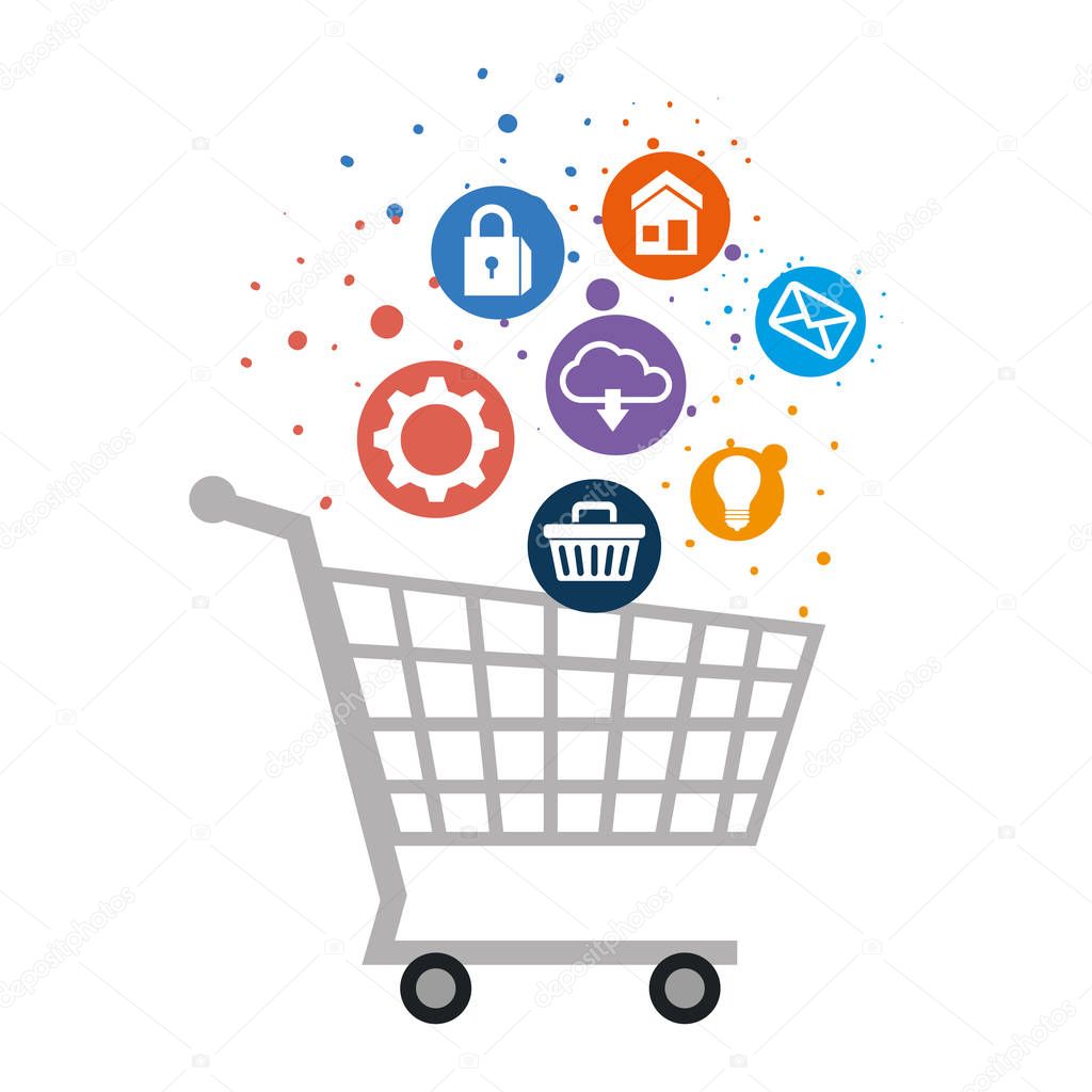 shopping cart with social media icons