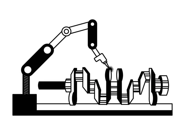 Automotive part camshaft with robotic arm design image — Stock Vector
