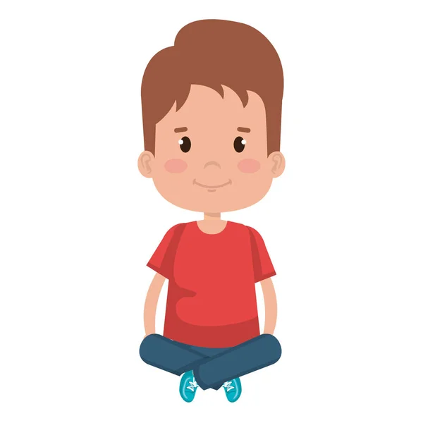 Niño feliz sentado en el carácter del piso — Archivo Imágenes Vectoriales