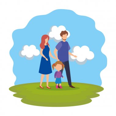 Ebeveynlerin çift kızı parkta ile