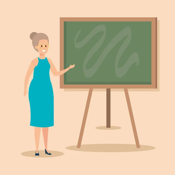 Woman teacher with blackboard and elegant clothes — 스톡 벡터