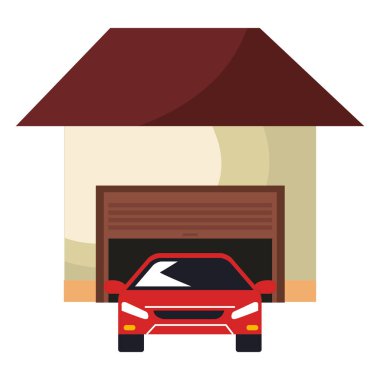 garaj binası ile araba sedan araç