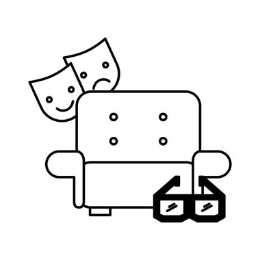 kanepe ve 3d gözlük sinema filmi