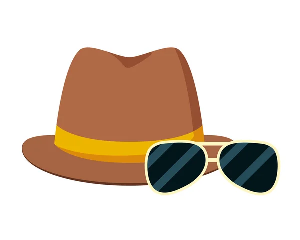 Hipster hat and sunglasses — Stock Vector