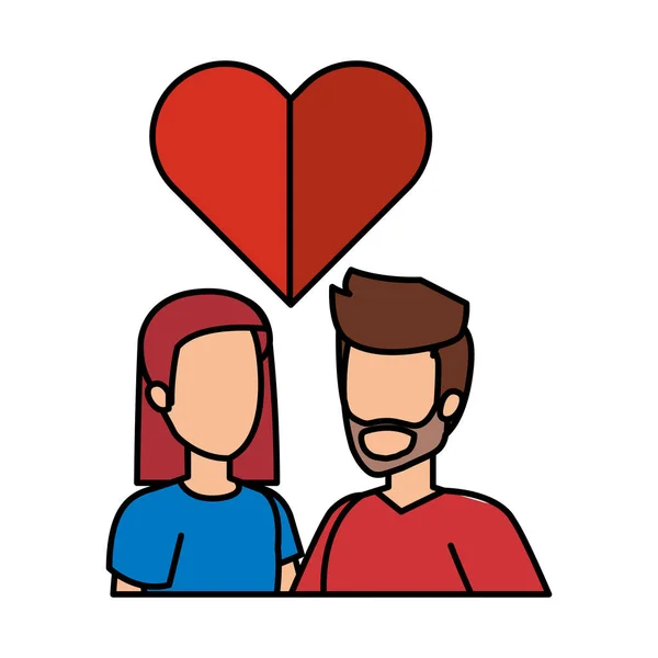 Junges Paar mit Herzensliebe — Stockvektor