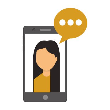 kadın ve konuşma balonu ile akıllı telefon