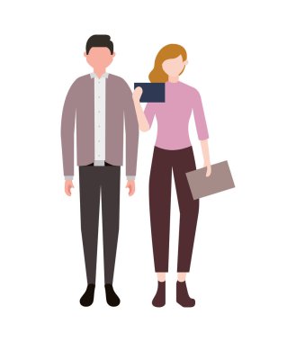 işadamı ve kadın ayakta takım çalışması