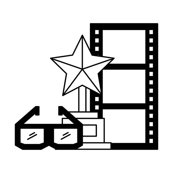 奖杯奖3d眼镜和脱衣舞电影电影电影 — 图库矢量图片