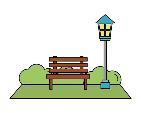 Chair park with lamp isolated icon — Stock Vector