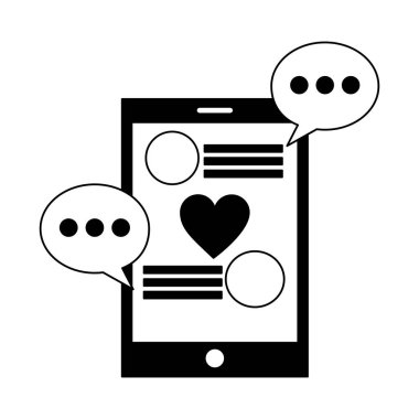 konuşma kabarcıkları ve kalp ile akıllı telefon