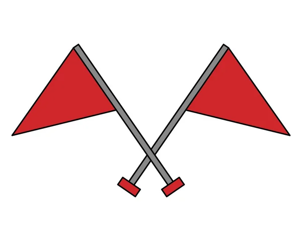 Fahnen Markierungen mit gekreuzten Stöcken isoliert Symbol — Stockvektor