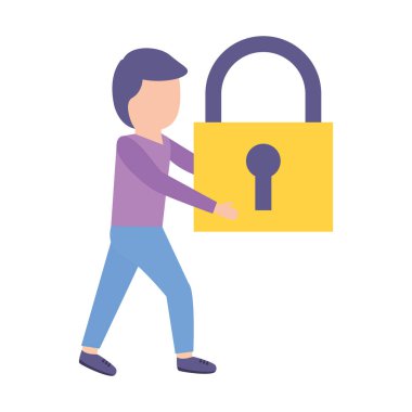 asma kilit güvenlik tutan adam