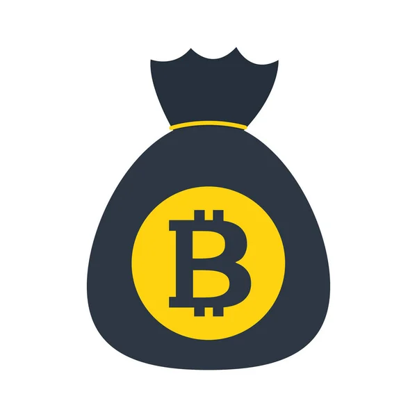 Money Bag Bitcoin kryptovaluta virtuell — Stock vektor