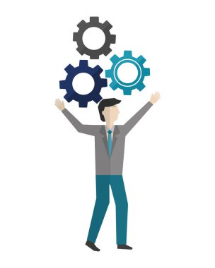 dişli makinesi izole simgesi ile işadamı