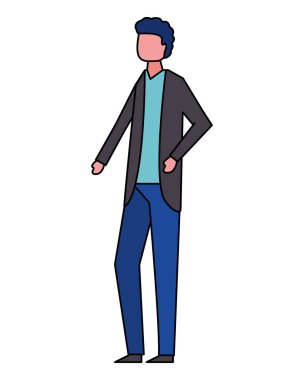 beyaz arka plan üzerinde adam çizgi film karakteri