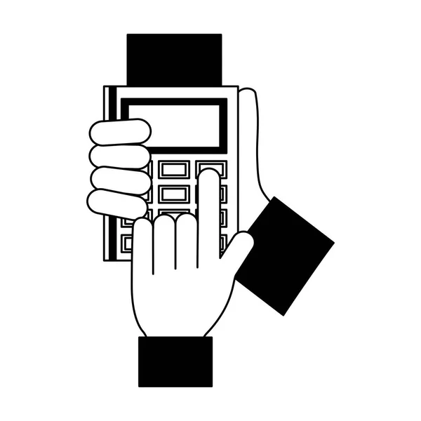 Ręce z załącznikiem maszyna ikona na białym tle — Wektor stockowy