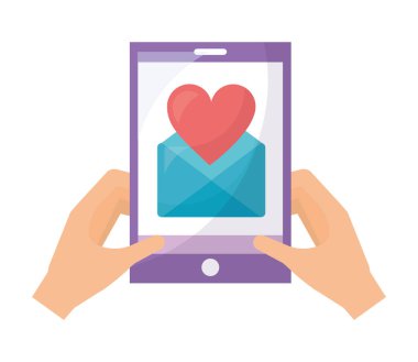 akıllı telefon mesajı ile eller romantik aşk
