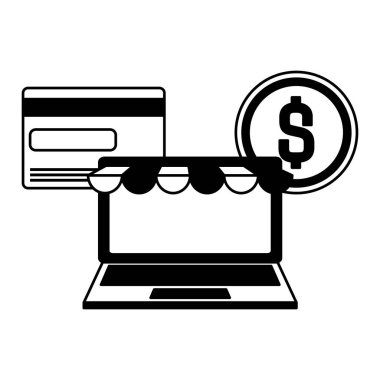 dizüstü ekran Doları ile simgeler paralar