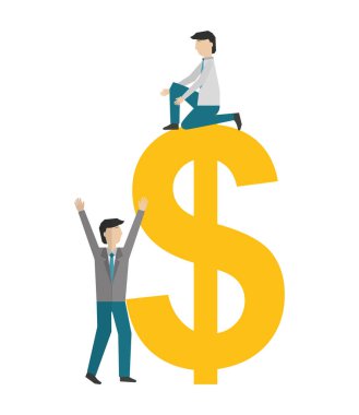 sembol dolar izole simgesi ile işadamları