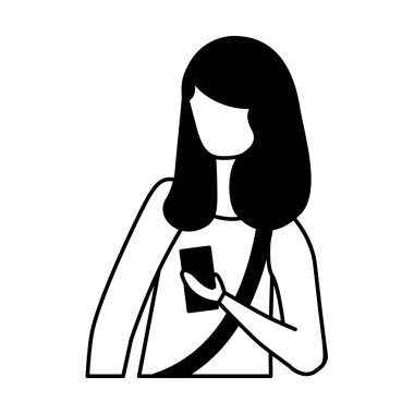 akıllı telefon aygıtı kullanan kadın karakter