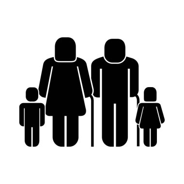 yaşlı erkek ve kadın torunlar pictogram ile