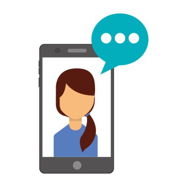 kadın ve konuşma balonu ile akıllı telefon