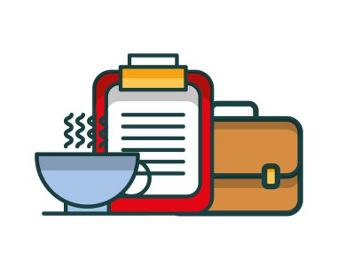 Pano ve kahve ile portföy evrak çantası