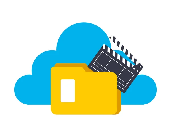 Cloud computing carpeta archivo clapboard película — Archivo Imágenes Vectoriales