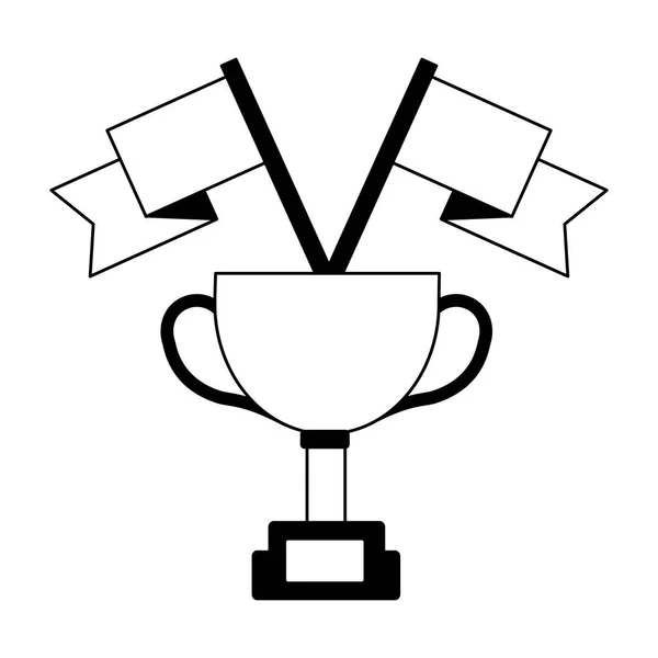 Award trophy flags win — Stock Vector