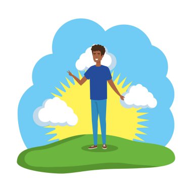 Genç ve sıradan siyah adam sahada