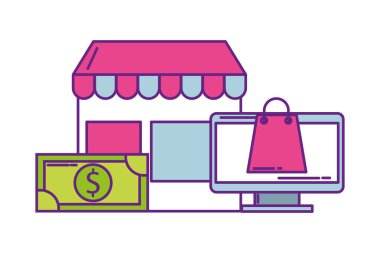 Set simgeleri ile dizüstü bilgisayar