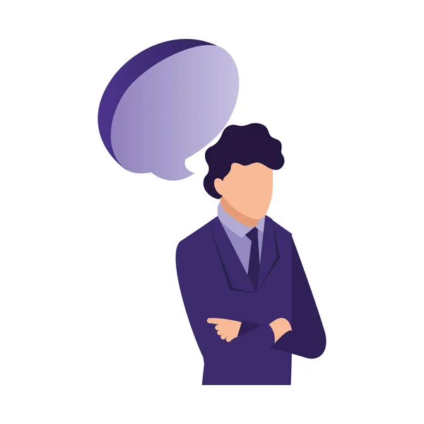 Businessman portrait speech bubble communication — Stock Vector
