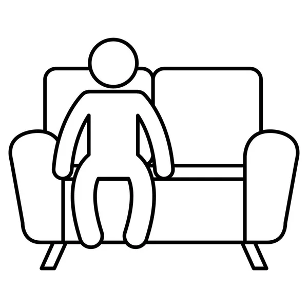 Man sitter i soffan — Stock vektor