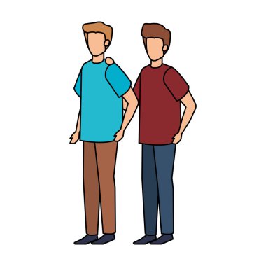 genç ve rahat bir çift men karakterleri