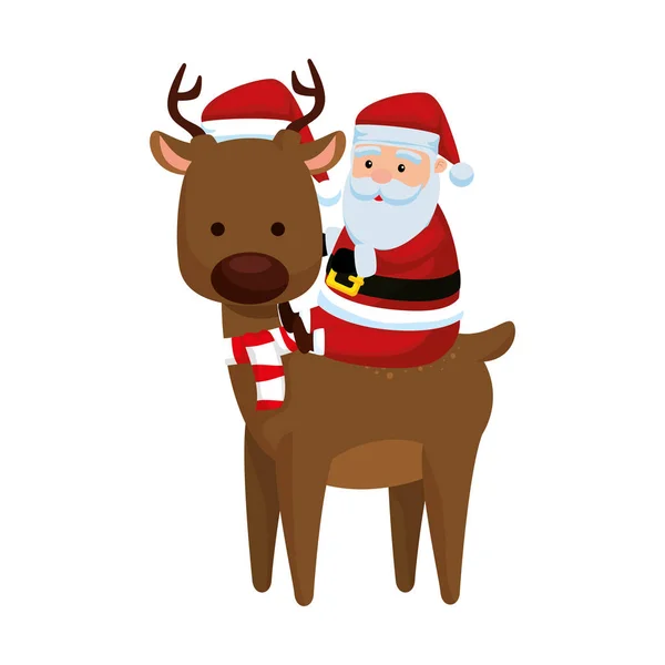 Natal Papai Noel com renas — Vetor de Stock