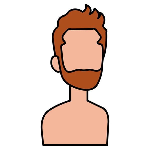 Jonge man met baard shirtless avatar karakter — Stockvector