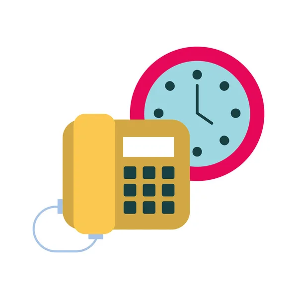 Digital telephone with watch — Stock Vector