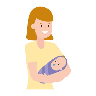 Bir bebek taşıyan anne